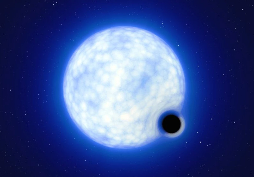 En la ilustración, el sistema binario VTFS 243, formado por una estrella masiva y un agujero negro. Créditos: ESOL