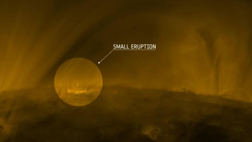 Captura del video del Sol publicado por la ESA